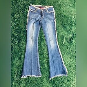 Y2K Vintage Low Rise Raw Edge Seam Flare Mudd Jeans Size 26